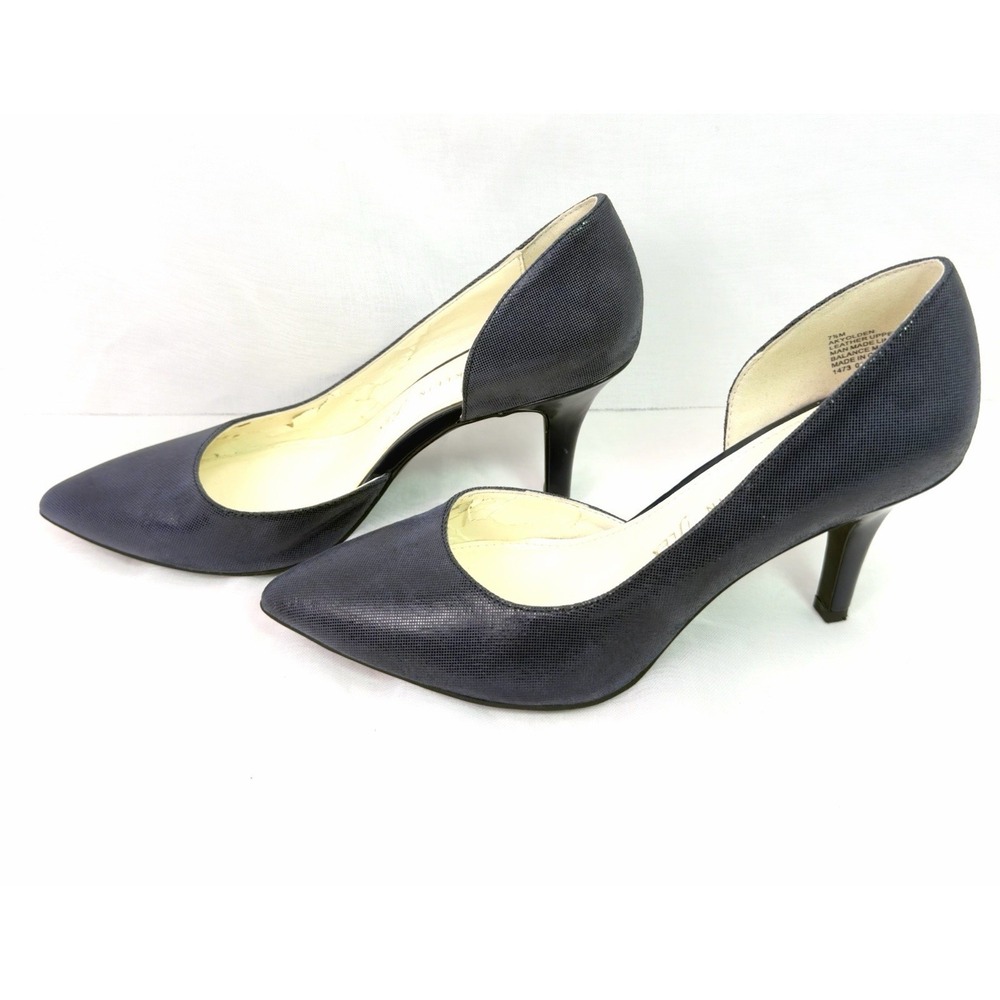 Anne Klein Flex Navy Blue D'Orsay Pointed Toe Heels Womens 7.5M Leather Pumps - Picture 5 of 9